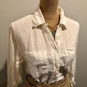 Rare 100% Irish Linen Banana Republic white shirt